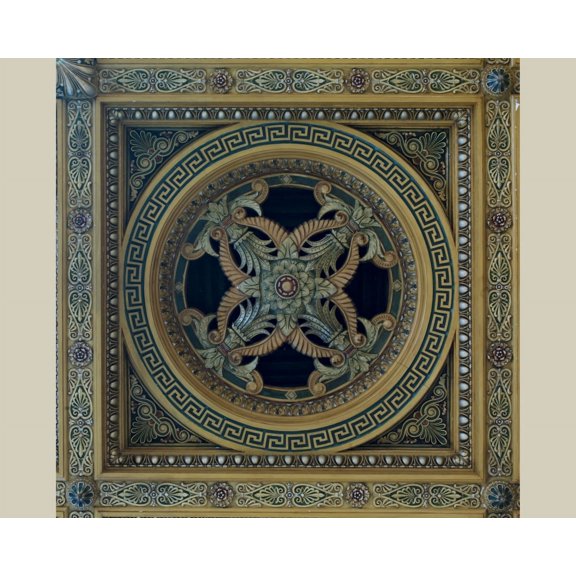 Print: West Courtroom, Ceiling Detail, Birch Bayh Federal Building