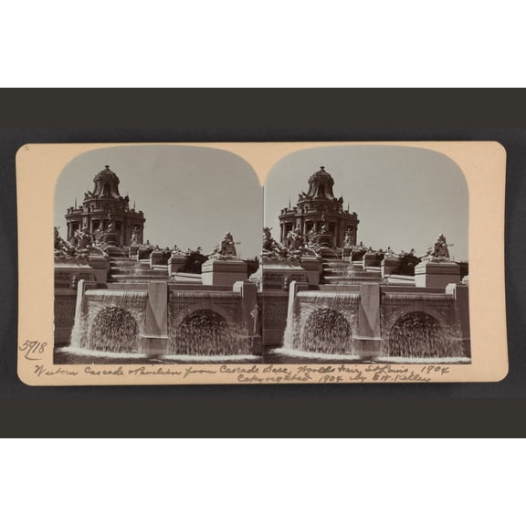 Print: Western Cascade & Pavilion From Cascade Base, World's Fair, St