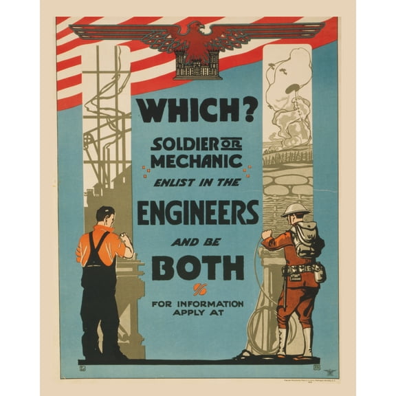 Print: Which? Soldier Or Mechanic - Enlist In The Engineers And Be Both