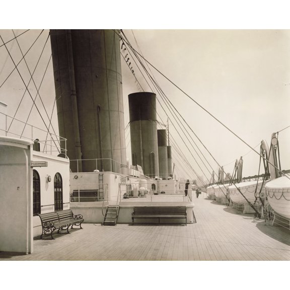 Print: White Star Steamship Olympic Deck From 2nd Class Entrance, 1911