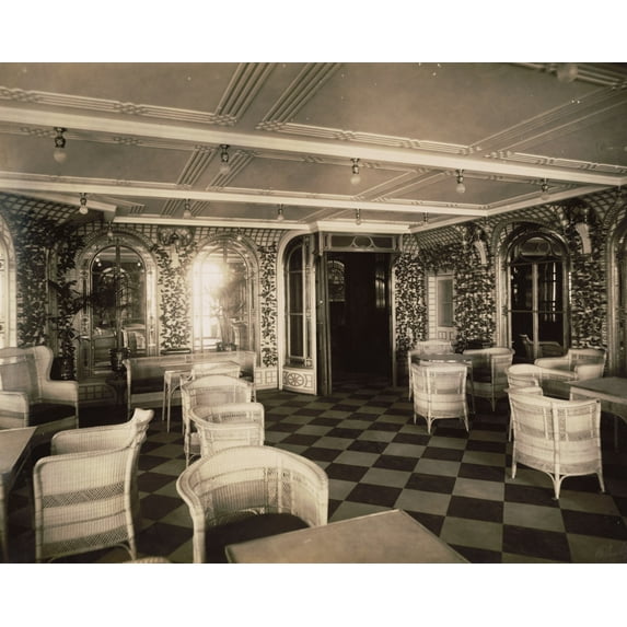 Print: White Star Steamship Olympic, Palm Court, 1911
