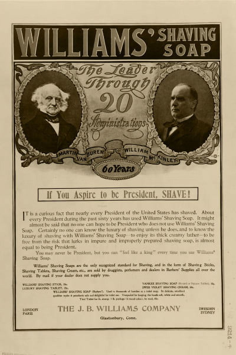 Print Williams' Shaving Soap The Leader Through 20 Administrations