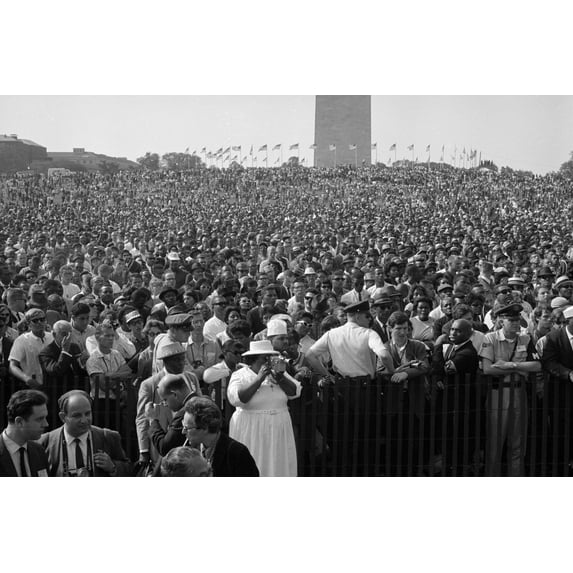 Print: Woman With Camera And Crowd At The March On Washington, 1963