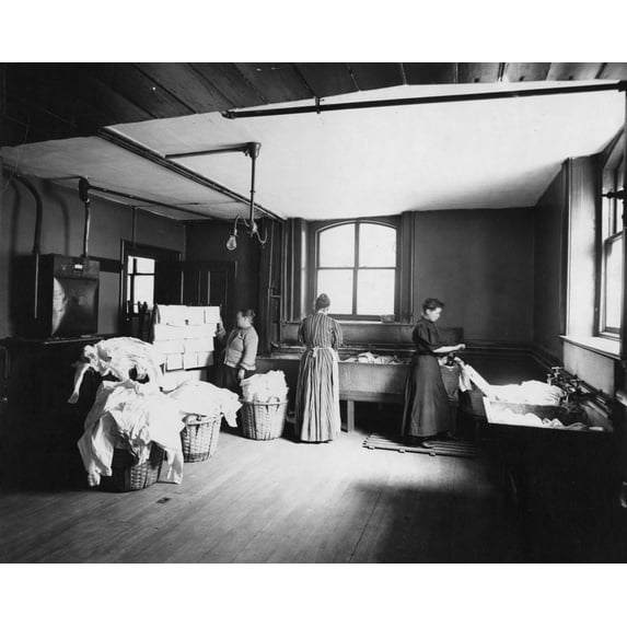 Print: Women At Work In An Unidentified Laundry, Possibly In Boston, 1905