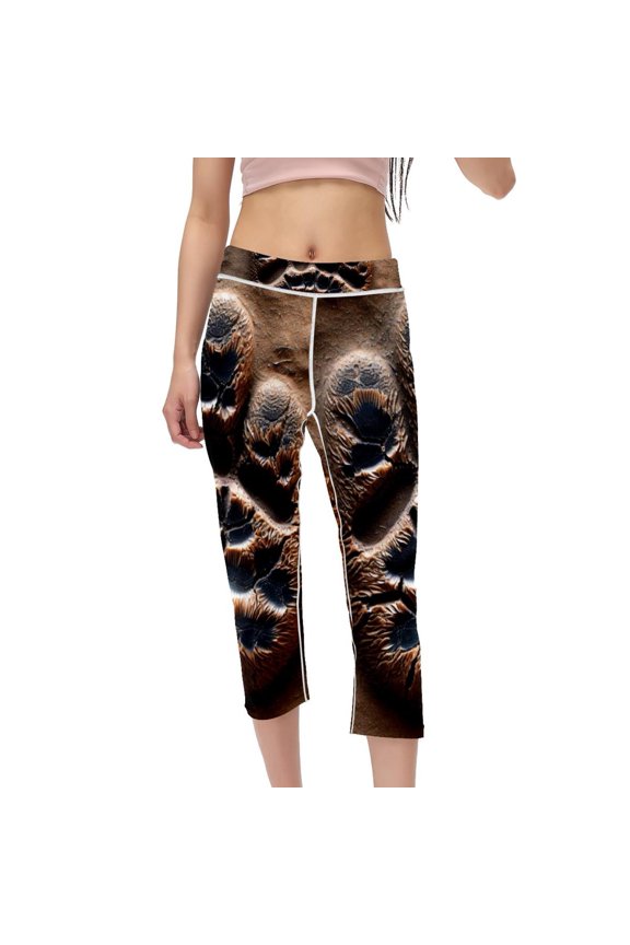 Print Women's High Waist Compression Yoga Pants Capris, Not See-Through Printed Leggings for Running, Fitness, Yoga