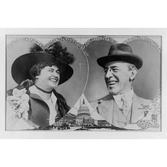 Print: Woodrow Wilson And Edith Bolling Galt, Head-And-Shoulders Portraits