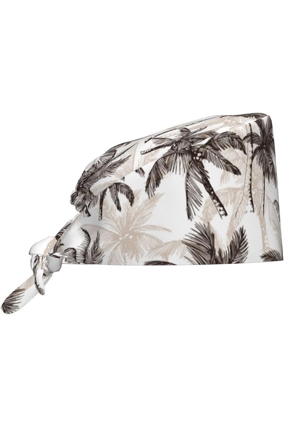 Print Working Cap Breathable Unisex Elastic Bandage Tie Back Hats Scrub Nursing Doctor Surgeon Cap