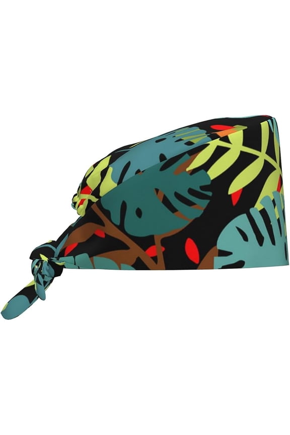 Print Working Cap Breathable Unisex Elastic Bandage Tie Back Hats Scrub Nursing Doctor Surgeon Cap