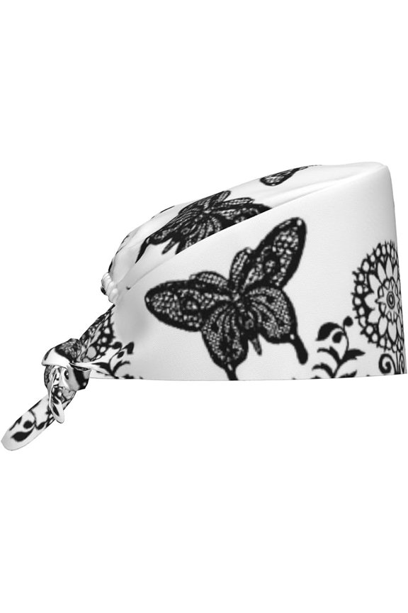 Print Working Cap Breathable Unisex Elastic Bandage Tie Back Hats Scrub Nursing Doctor Surgeon Cap