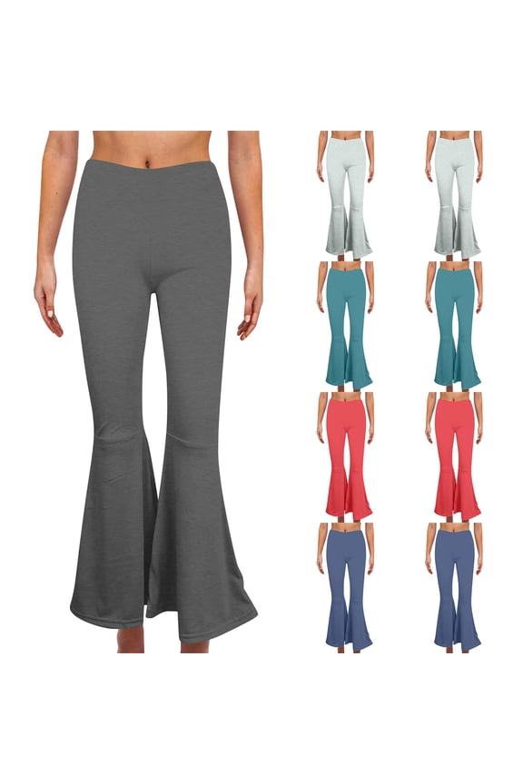 Print Wrap Hip Flare Pants, High Waisted Yoga Pants Leggings with Tummy Control, Buttery Soft 4-Way Stretch Workout Pants for Gym Running, Fashion Gifts for Women | CSEONE,Red L