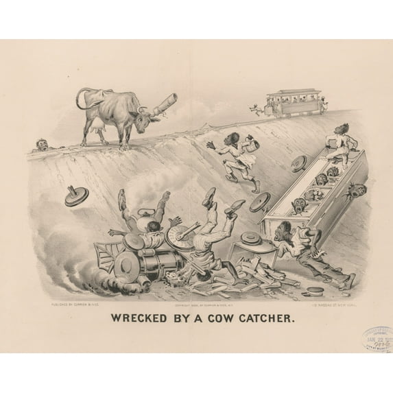 Print: Wrecked By A Cow Catcher, 1885