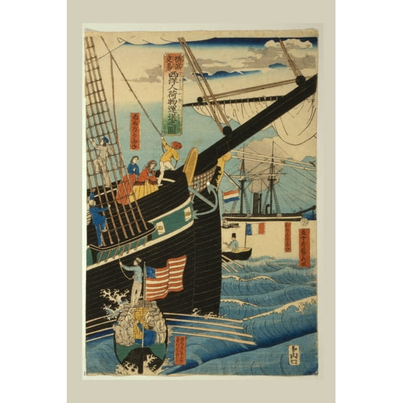 Print: Yokohama Koeki Seiyojin Nimotsu Unso No Zu, 1861