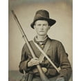 thumbnail image 1 of Print: Young Civil War Soldier, Union Uniform, Hardee Hat, Musket, 1 of 4