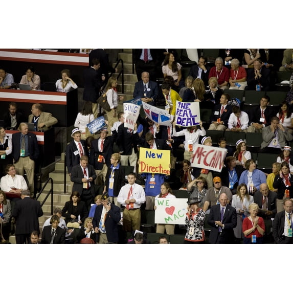 Print: Young People Hold Up Signs Supporting Mccain While Republicans