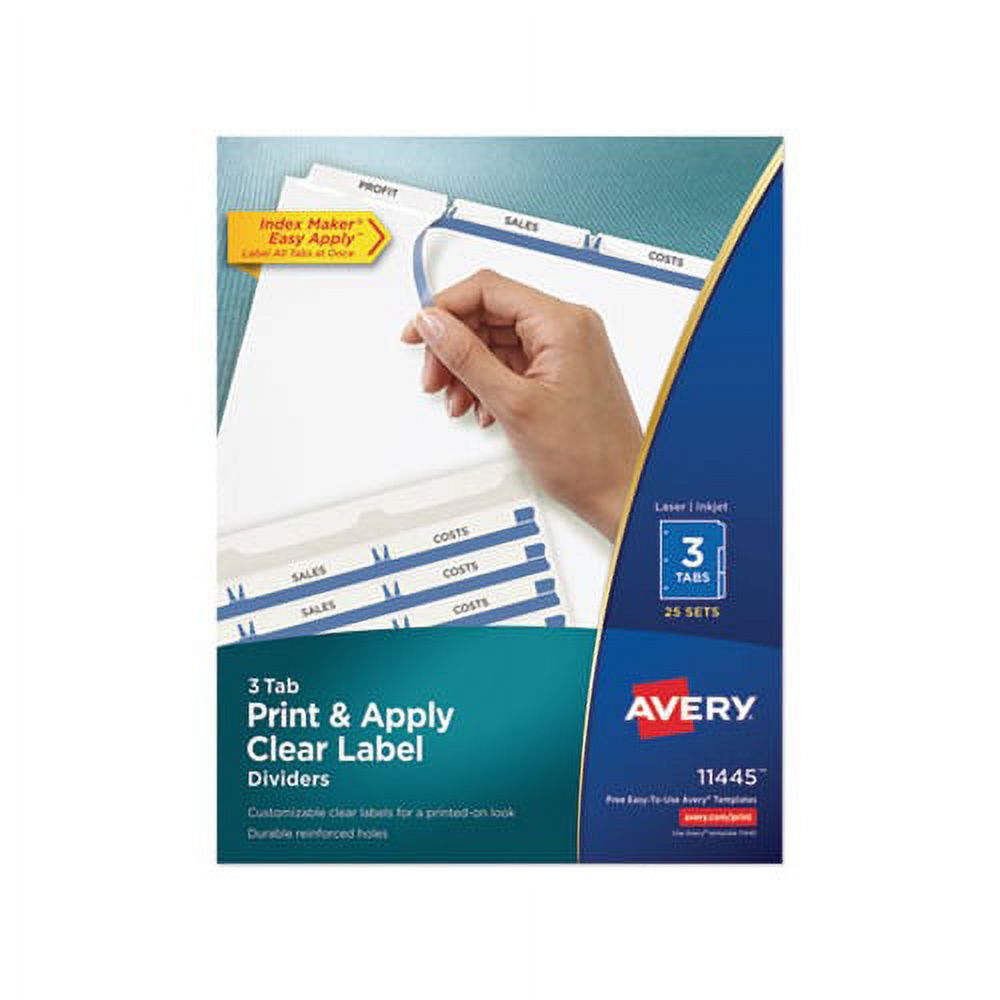 Print and Apply Index Maker Clear Label Dividers 3 White Tabs, Letter