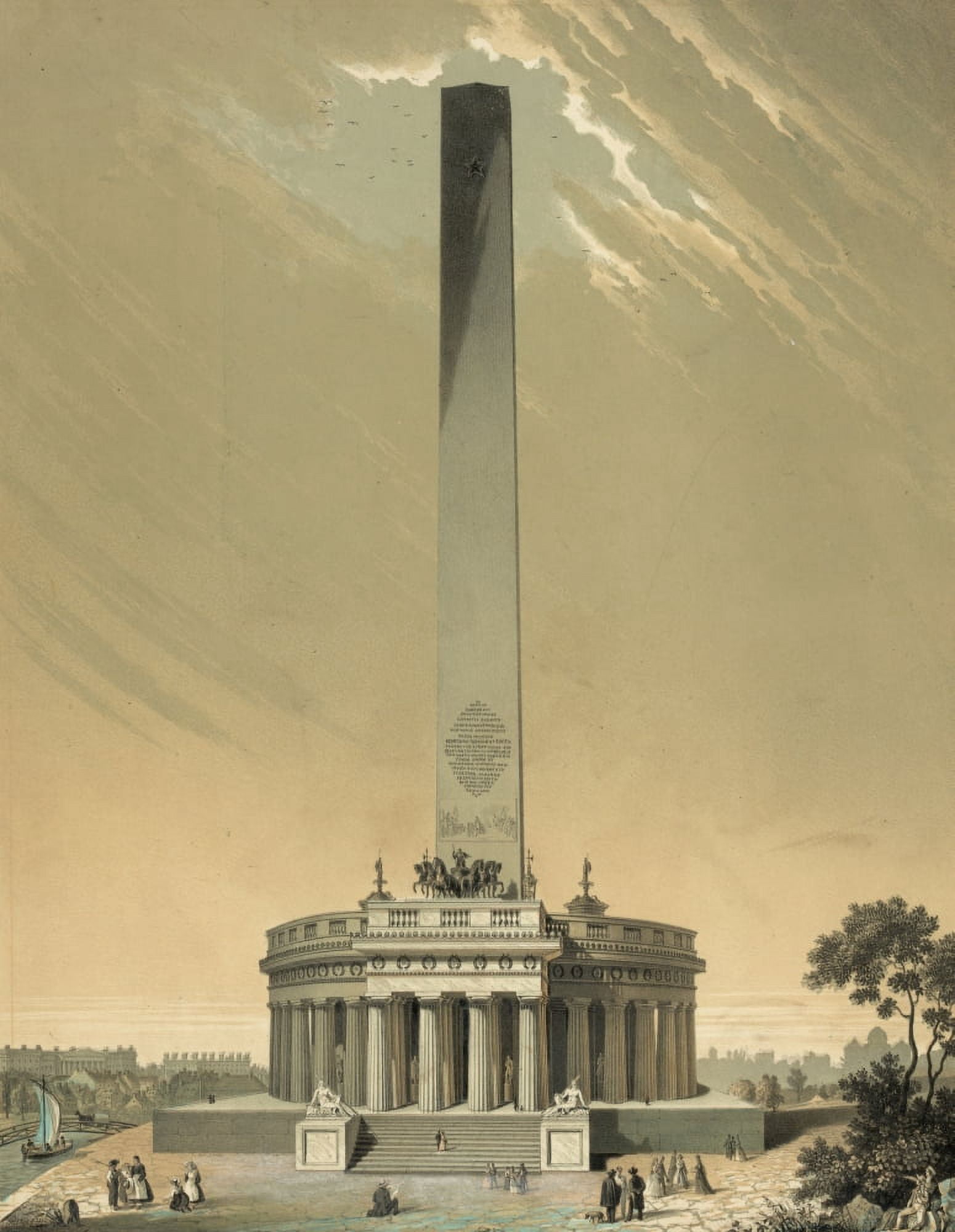 Print c1846 Washington Memorial Canvas Art - Charles Fenderich (24 x 36)