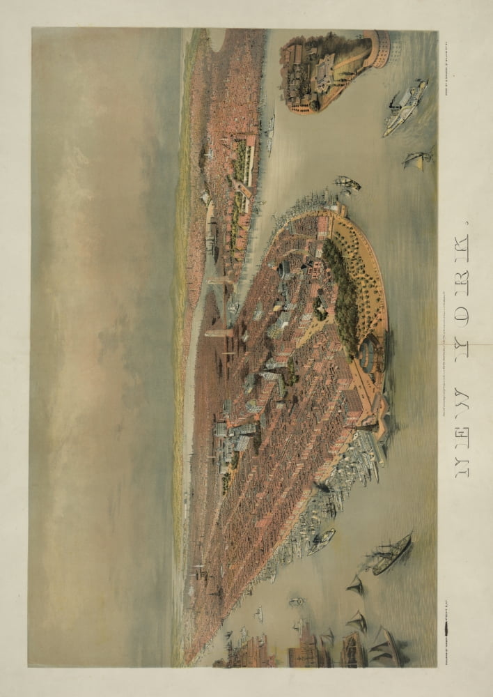 Print c1873 New York 2 Canvas Art - George Schlegel (18 x 24)