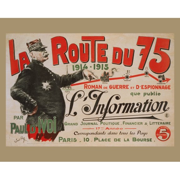 Print: 'la Route Du 75 1914*1915.' Roman De Guerre Et D'espionage, Par