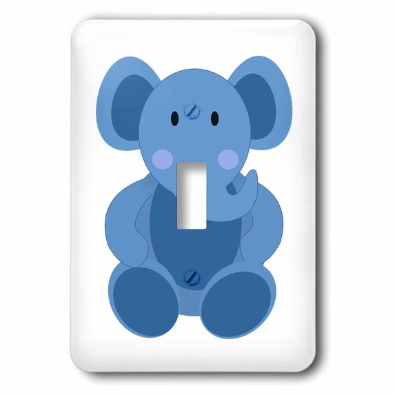 3dRose, Print of Cartoon Of Baby Blue Elephant, single toggle switch