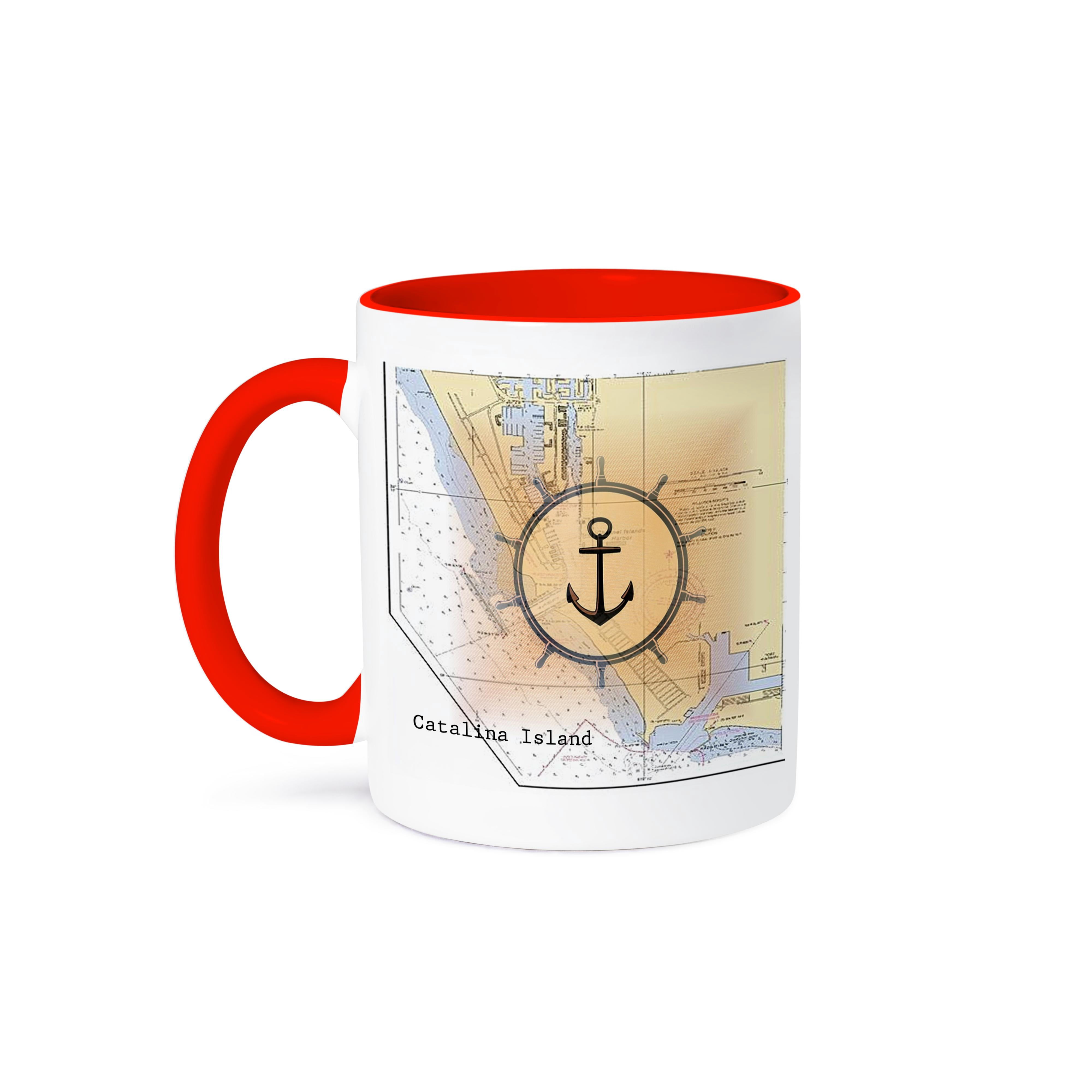 3dRose, Print of Catalina Island California Chart With Anchor , 11oz