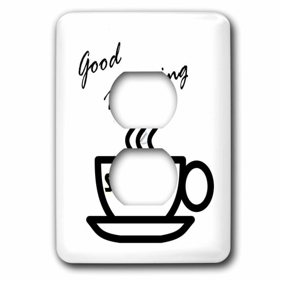 3dRose, Print of Coffee Cup With Good Morning Sunshine, 2 plug outlet cover