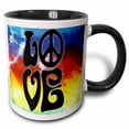 thumbnail image 1 of Print of Love And Peace Symbol On Colors 11oz Two-Tone Black Mug mug-204292-4, 1 of 3