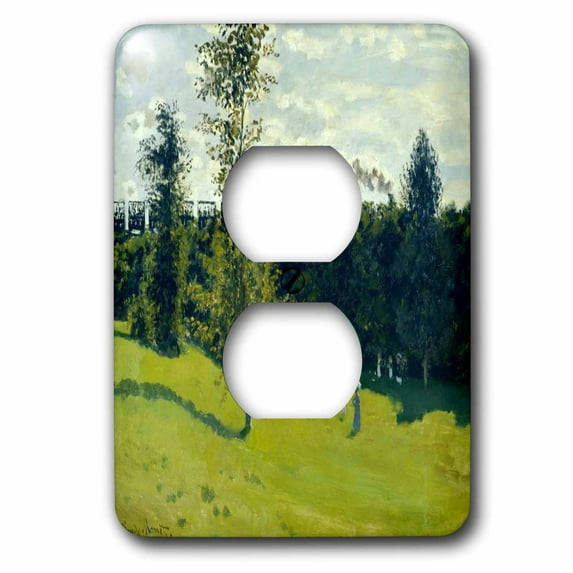 3dRose, Print of Monet Painting Train in The Country, 2 plug outlet cover