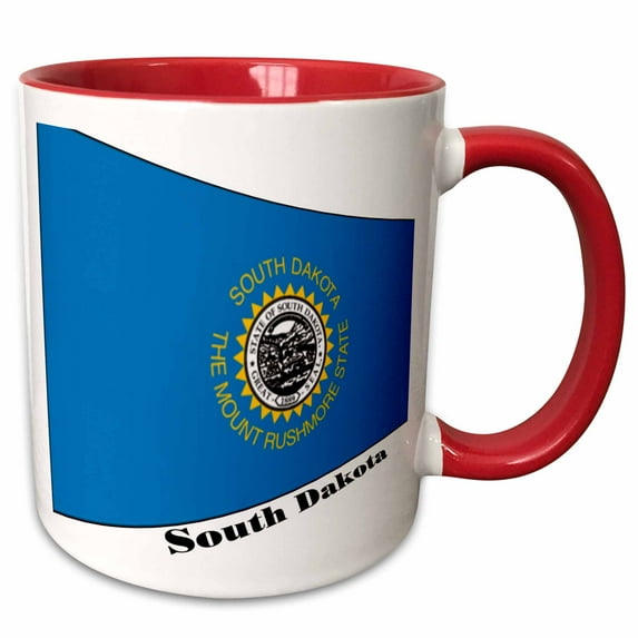Print of South Dakota Flag in Contemporary 11oz Two-Tone Red Mug mug-203895-5