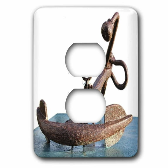 3dRose, Print of Vintage Rusted Anchor, 2 plug outlet cover