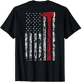 thumbnail image 1 of (Print on Back) Thin Red Line Axe American Flag Patriot Firefighter Gift Softstyle Unisex T-Shirt,Black Color,Size M, 1 of 5