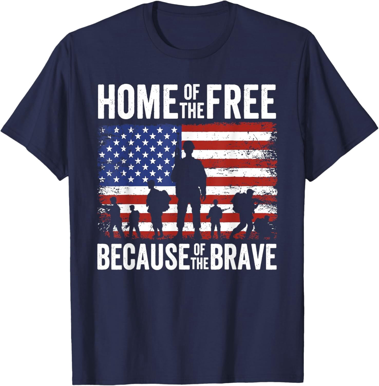 PrintJunkie Home of the Free Because of the Brave Memorial Day T-Shirt ...