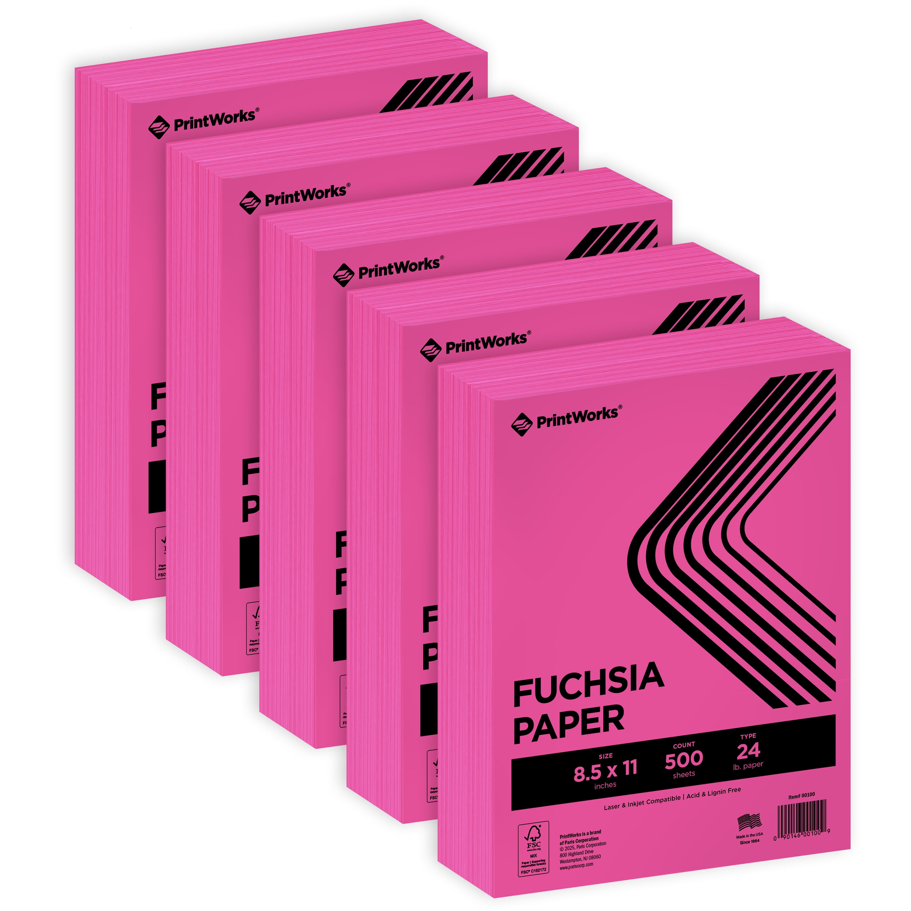 PrintWorks Premium Bright Fuchsia Pink Colored Paper 8.5