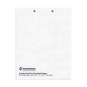 PrintWorks Professional 2 Hole Punch Top Paper - Pre-Punched for Folders, Binders, & Clipboards - Made in the USA - 500 Sheets - 8.5" x 11" - 20 lb - 92 Bright White (04110)