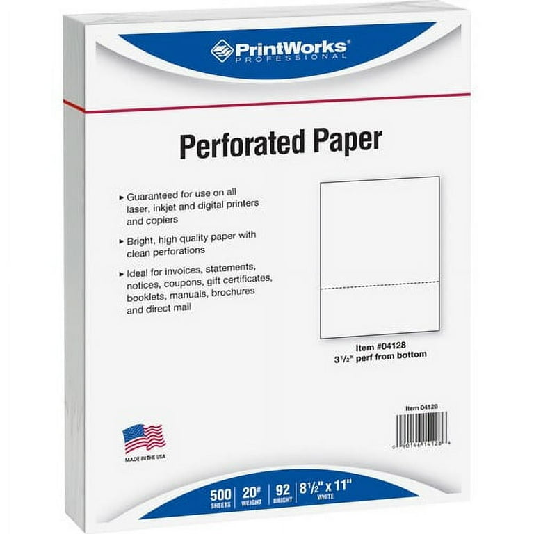 PrintWorks Professional Pre-Perforated Paper for Invoices, Statements, Gift Certificates & More - Letter - 8 1/2 PrintWorks Professional Pre-Perforated Paper for Invoices, Statements, Gift Certificates & More - Letter - 8 1/2