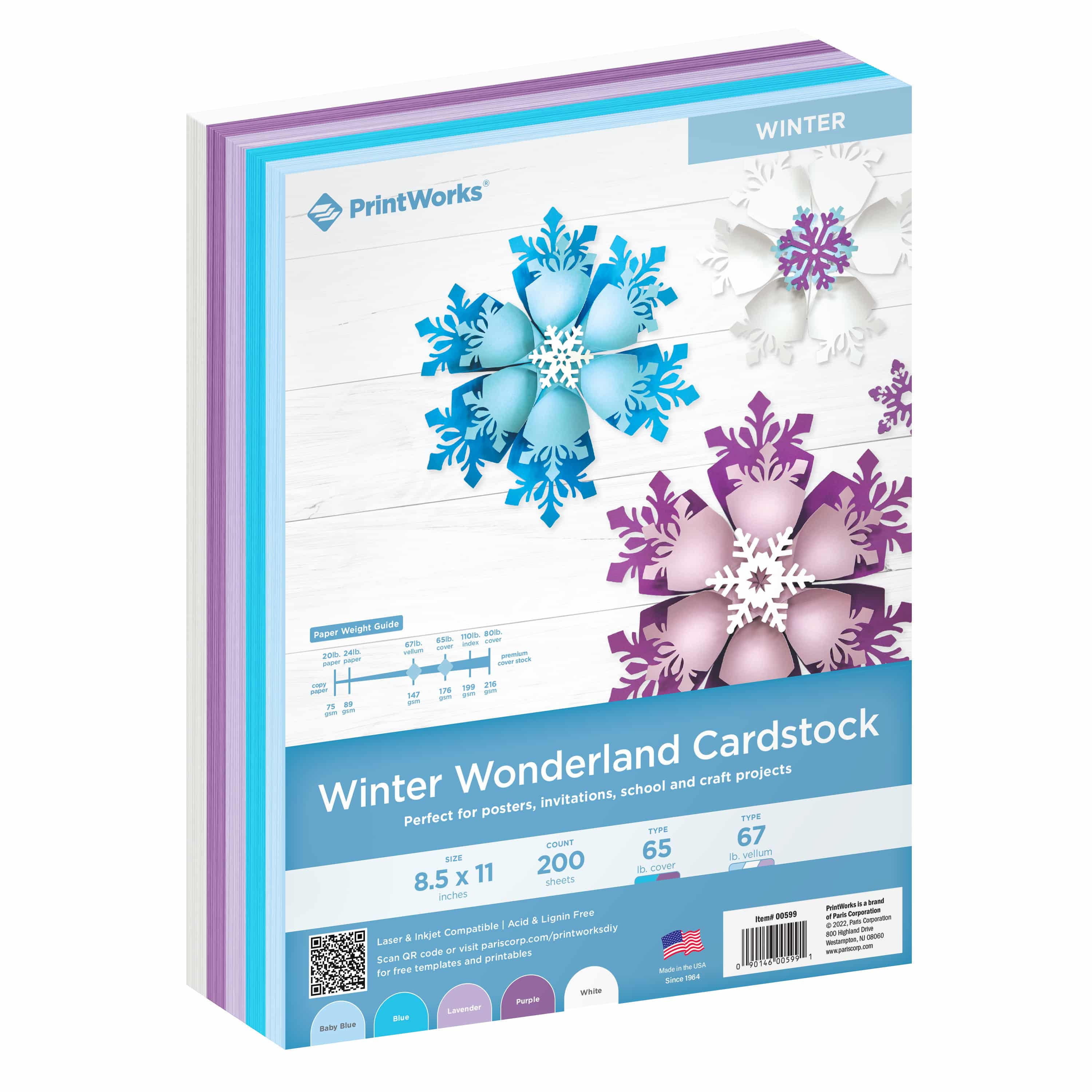 Winter Wonderland Double-Sided Glitter Cardstock 12X12-Snowflowers -  842715065123