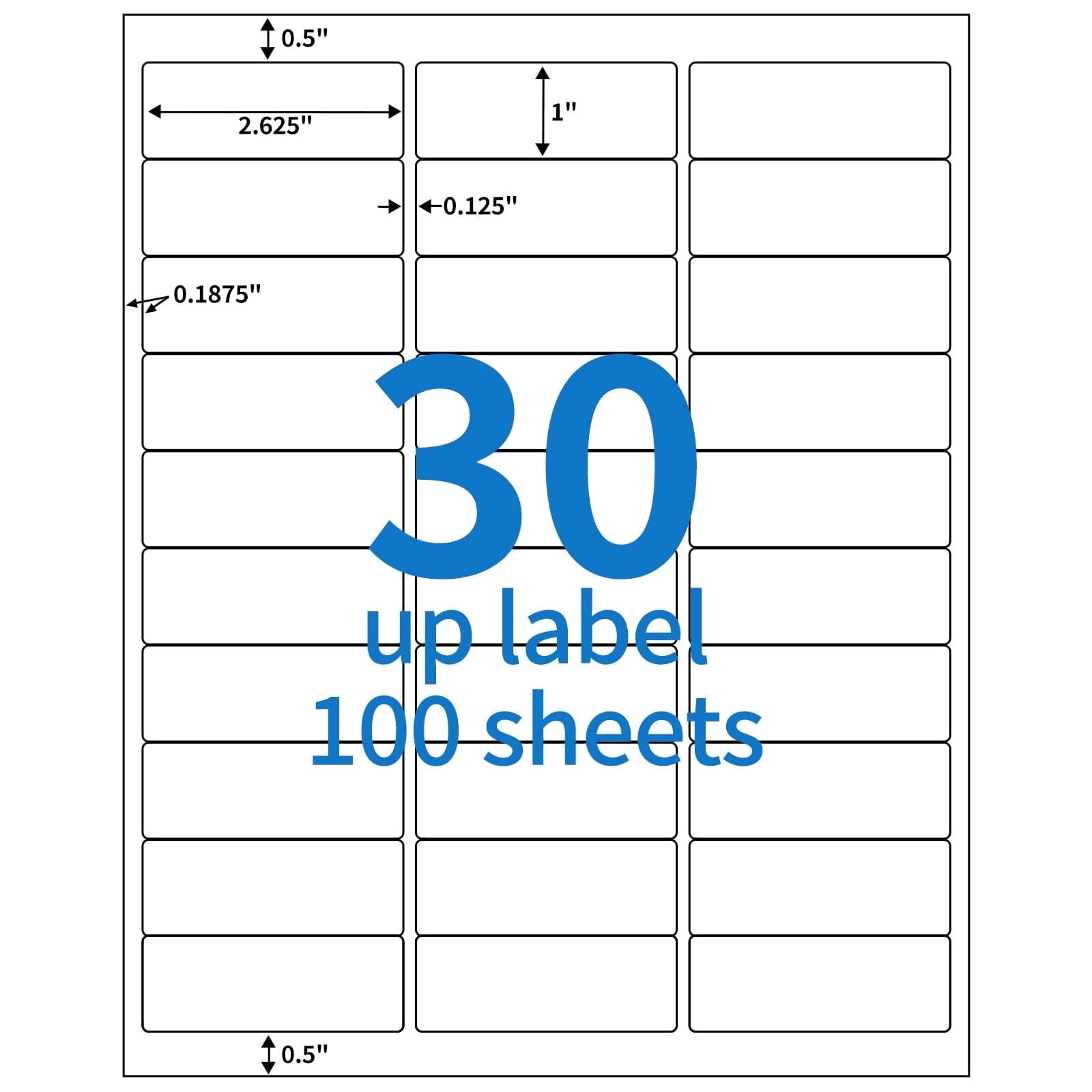 Printable Address & Shipping Labels 1 x 2-5/8 Inch, 30 Labels Per Sheet ...