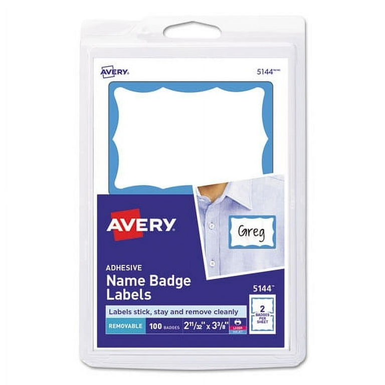 Printable Adhesive Name Badges, 3.38 x 2.33, Blue Printable Adhesive Name Badges, 3.38 x 2.33, Blue