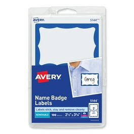 Printable Adhesive Name Badges, 3.38 x 2.33, Red Border, 100/Pack
