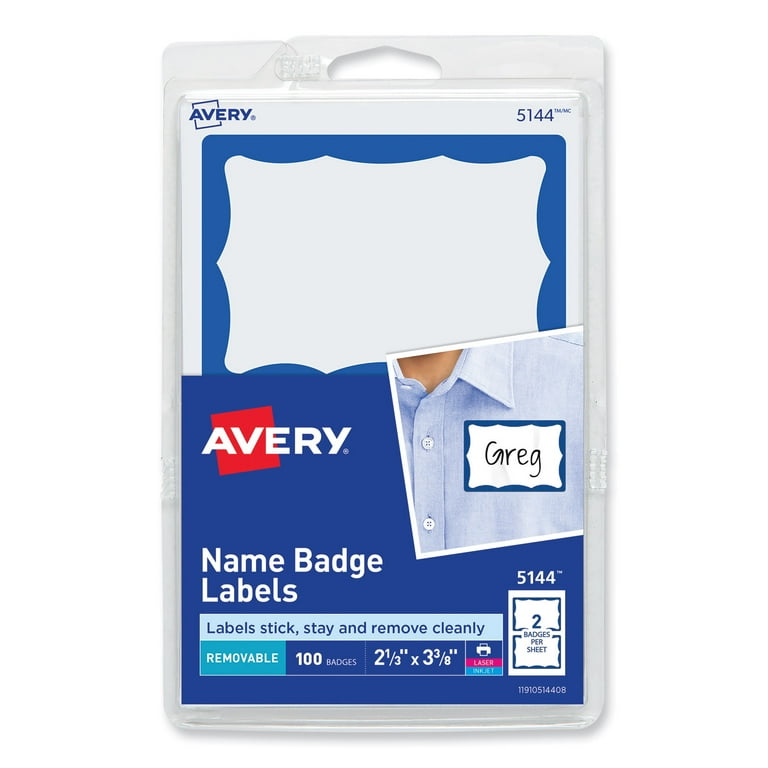 Printable Adhesive Name Badges, 3.38 x 2.33, Blue Printable Adhesive Name Badges, 3.38 x 2.33, Blue