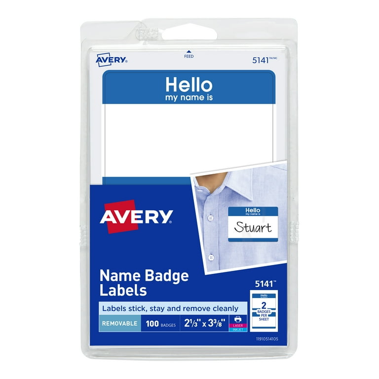 Printable Adhesive Name Badges, 3.38 x 2.33, Blue Printable Adhesive Name Badges, 3.38 x 2.33, Blue