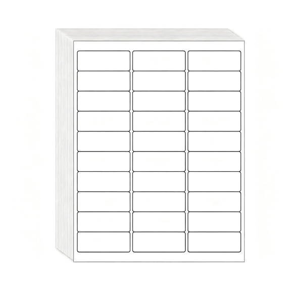 Printable Blank Address Label Stickers, 30 Labels Per Sheet, A4 Self-Adhesive White Label Paper for Inkjet Laser Printer, Mailing Shipping Jar Organizing Office Home Classification Tags