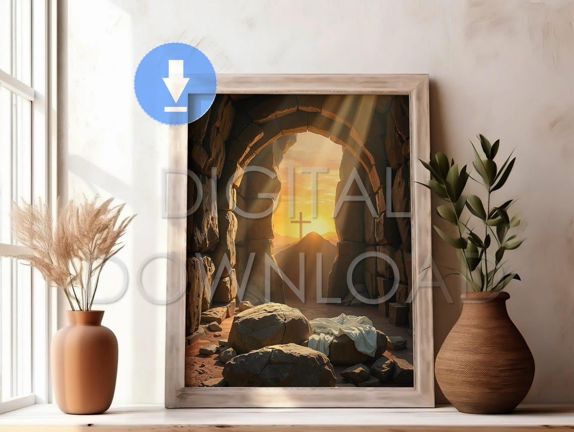 Printable Empty Tomb Easter Wall Art | Christian Resurrection Decor ...