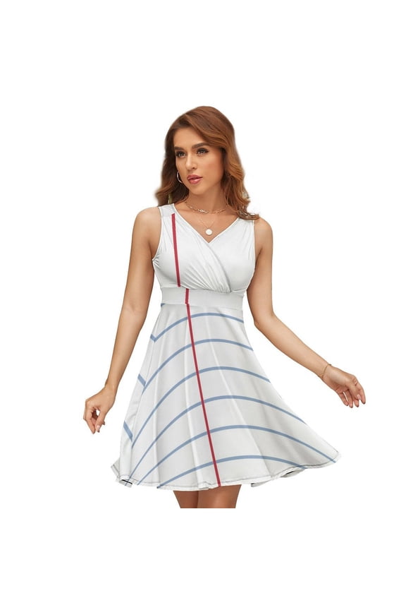 Printable Graph Paper Dress Summer Street Style Dresses Female Sleeveless Printed Sundress