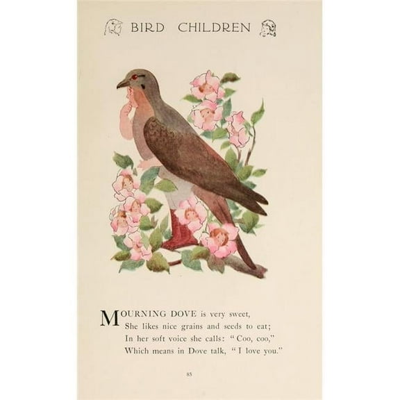 Printable Heaven Bird Children 1912 Mourning Dove Poster Print by M.T. Ross - 18 x 24