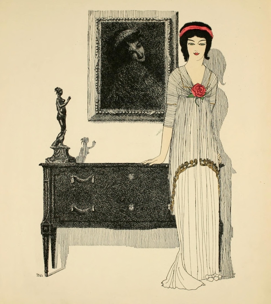 Printable Heaven PPHPDP90618 Les Robes De Paul Poiret 1908 Lady in Parlour Poster Print by Paul Iribe, 18 x 24