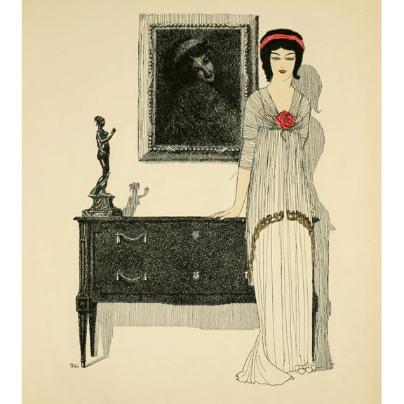 Printable Heaven PPHPDP90618 Les Robes De Paul Poiret 1908 Lady in Parlour Poster Print by Paul Iribe, 18 x 24