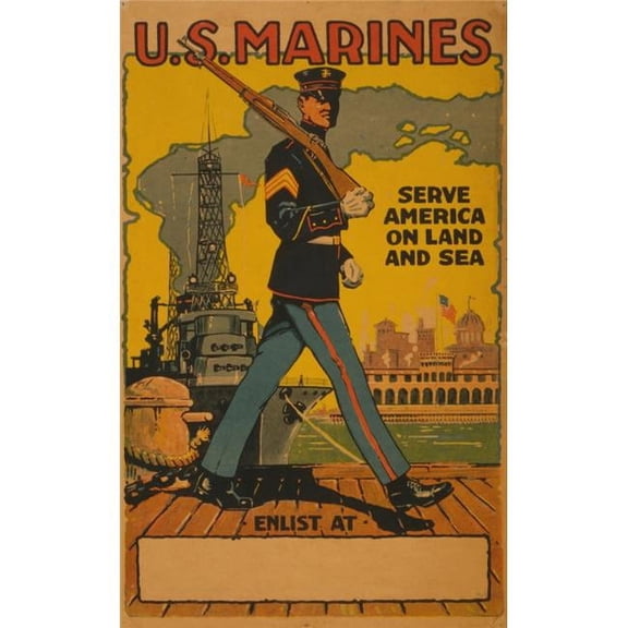Printable Heaven Us Marine Recruitment Poster 1914-1918 Poster Print by Unknown, 18 x 24