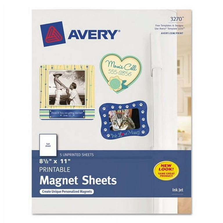 Printable Magnet Sheets, 8.5 x 11, White, 5/Pack Printable Magnet Sheets, 8.5 x 11, White, 5/Pack