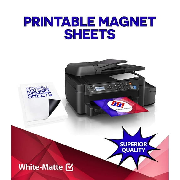 Printable Magnet Sheets, 8.5 X 5.5 Inches, White, Design & Print Magnetic Sheets for Inkjet Printers- 15 Mil Thick!(Matte,1)