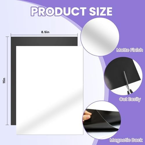Printable Magnetic Sheets 8.5x11 Inches Matte Magnet Paper Sheet 24 Pcs Non Adhesive Magnetic Paper for Inkjet Printers, Flexible Magnet Photos for DIY Crafts